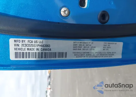 2023 Dodge Challenger Sxt Awd z USA, uszkodzony, nr VIN 2C3CDZGG1PH663063